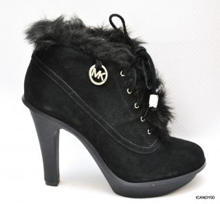 New Michael Kors CARLIE LACE UP Bootie Platform Heel Boot ~Black *6 *9