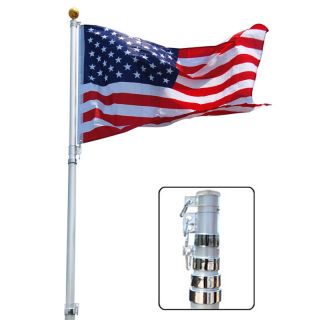 20 Telescoping Outdoor Aluminum Flag Pole US Flag Top Ball Gift