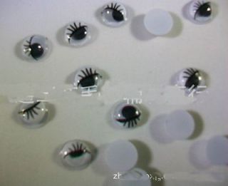 100 Pcs 8mm Plastic Wiggles Eye Supplies Glue On Eyelash Movable Bear