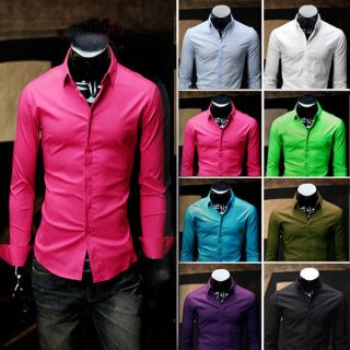 Luxury Slim Fit Stylish Dress Casual Shirts Tee Tops r21 8Color 4size