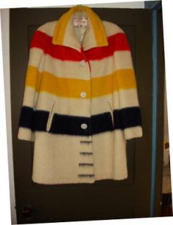 Vintage Womens Hudson Bay Co Multi Color 4 Points Blanket Coat Jacket