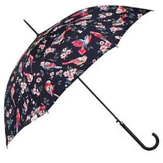 NEW 2012 Cath Kidston BRITISH BIRDS BLACK Automatic Walking Umbrella