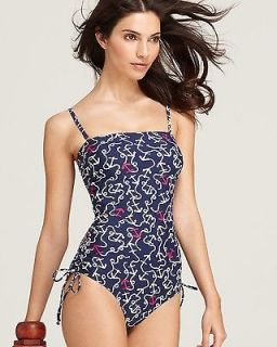 Lilly Pulitzer Cinch Bright Navy Mate Anchor Print One Piece Swimsuit
