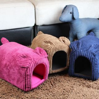 Pretty Pig shaped Pet Dog Cat House Bed Kennel Brown Pink Blue XS