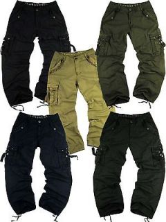 MENS CARGO PANTS IN MILITARY STYLE HEAVY CANVAS SIZES 32 44 #A805
