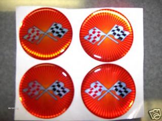 Chevy Corvette Rally Center Emblem Orange Cross Flags