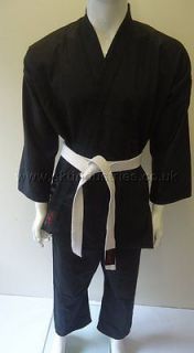 SKT Black 8oz Karate Suit Gi 100% Cotton Kids Children Sizes + Free