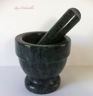 Old Nice Dark Green Marble Mortar & Pestle Mixer Bowl