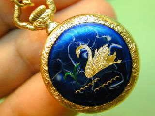 Vintage Arnex Pede dial 1970s colored enamel blue gold green Swan