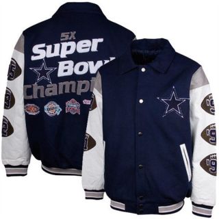 Dallas Cowboys 5 Time Superbowl Champ Wool Leather Varsity Jacket By