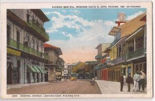 1930s Panama City Postcard Central Avenue Street Scene / People