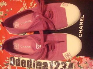 Chanel CC Logo Magents Canvas Lace Up Womens Sneakers Size Sz 40, US