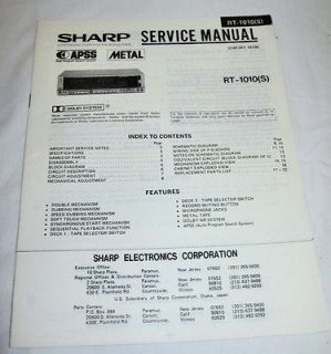 SHARP RT 1010 Cassette Deck Player Original SERVICE MANUAL