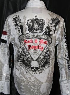 REBEL SPIRIT MENS AWESOME ROCK & ROLL ROYALITY CASUAL SHIRT SIZE S L