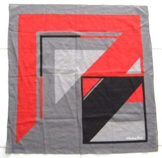 VINTAGE VALENTINA FIORE SCARF GRAY RED BLACK ABSTRACT PRINT MADE IN