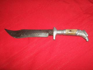 Vintage F Perez Fixed Blade Knife Engraved both sides Made Mexico