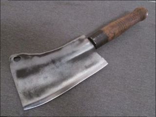 Heavy Duty Vintage SMITH BROS. Carbon Steel Chefs Meat Cleaver Knife
