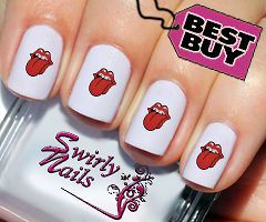 20 Cheeky Rolling Stones Tongue Nail Art Transfer Decal Stickers (#115