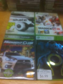 Lot#98 4 Xbox 360 Games skate Madden NFL 10 Midnight Club LA TRON