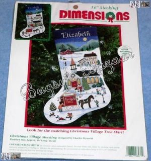 Dimensions Wysocki CHRISTMAS VILLAGE Counted Cross Stitch Stocking Kit