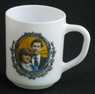 Arcopal France ~ Prince Charles & Lady Diana Milk Glass Coffee Cup Mug