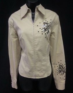 CASTELBAJAC Beige Cotton Long Sleeve Sequin Detail Jacket Sz 46