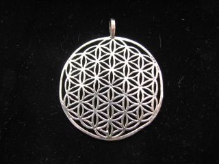 Authentic Sacred Flower of Life Pendant, Sterling Silver Extra Large