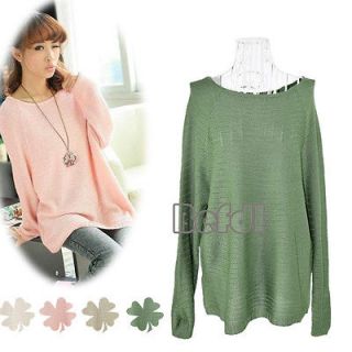 Ladies Sweater Batwing Round Neck Knitted Pullover Jumper Casual Loose
