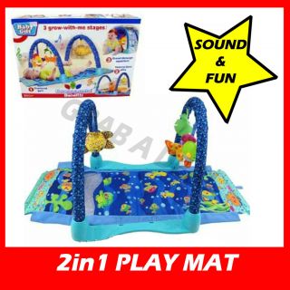 NEW 2in1 OCEAN BABY PLAY MAT BLUE ACTIVITY GYM ANIMALS FUN SOUNDS