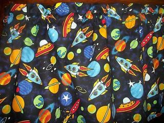 Valance Planets Space Ship Rockets boys bedroom cotton fabric curtain