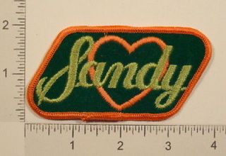 Vintage SANDY Heart Name Tag Embroidered Clothing PATCH