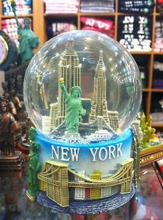 100 mm Musical New York City Snow Globe, Colored Base, Large Size