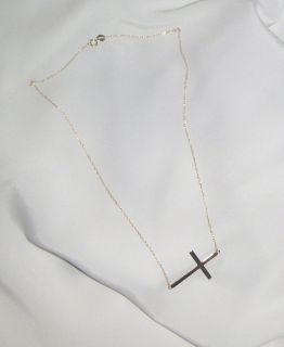 Large Cross Necklace 14K Gold Sterling Silver Sideway s Horizontal 1 8