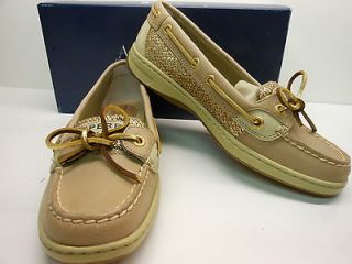 NEW SPERRY TOP SIDER ANGELFISH LINEN LEATHER WITH GOLD SEQUINED CUTE