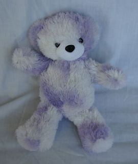 Glo E Teddy Bear Toy Purple White Fuzzy Talking Soft Stuffed Plush 15