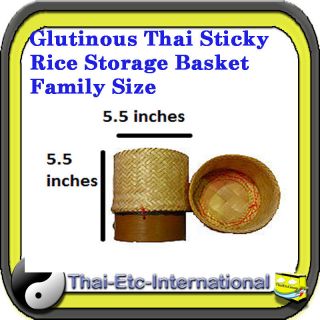 HANDWOVEN BAMBOO CONTAINER HANDMADE SERVING STICKY RICE STORAGE BASKET