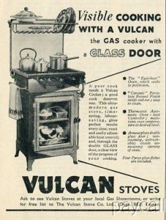 1937 Ad VULCAN Stoves Glass Door Gas Cookers