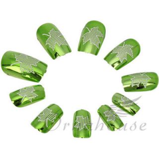 Newly listed 24pcs Maple Leaf Pattern Artificial False Art Full Nail