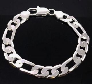 Fashion Jewelry Mens Boys Gift 12mm 10inch Silver FIG Chain Bracelet