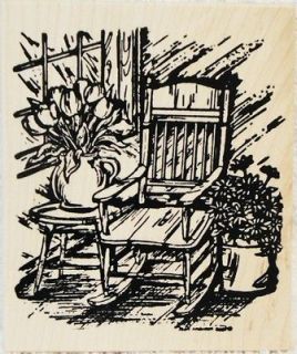 Northwoods Rubber Stamps Spring Porch Rocker Chair Flowers Rocking