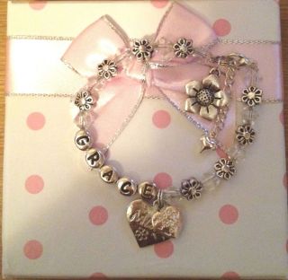 Personalised Girls crystal flower bracelet Many colours ANY size in