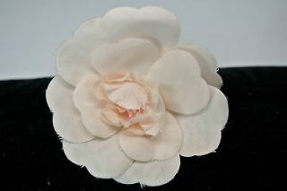 CHANEL Pale Pink Silk Camellia Pin