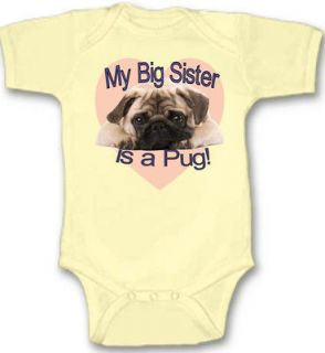 PUG DOG Protector/Bro/ Sis Funny Bodysuit Cute New Gift Choose Size