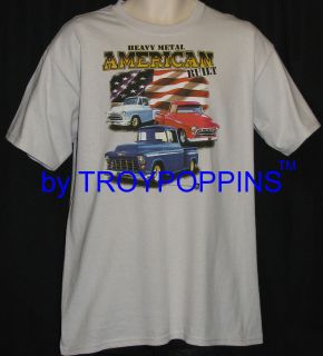 AMERICAN BUILT FLAG CHEVY 55 56 57 TRUCK T SHIRT GRAPHIC PRINTED TEE