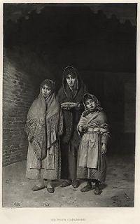 WAIFS We Poor Children 1889 Photogravure after a Painting by Luigi