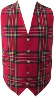 Mens New Scottish Highland Royal Stewart Tartan Waistcoat/Vest Size