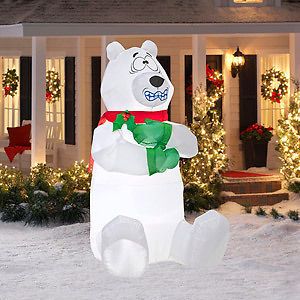 Christmas Airblown Inflatable ANIMATED SHIVERING POLAR BEAR 5 FT LAWN