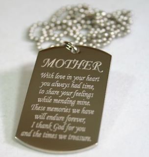 MOM MOTHER MESSAGE SPECIAL NECKLACE POEM DOG TAG
