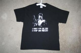 Medium SS Chuck Norris black & white I Dont Step On Toes T shirt   20
