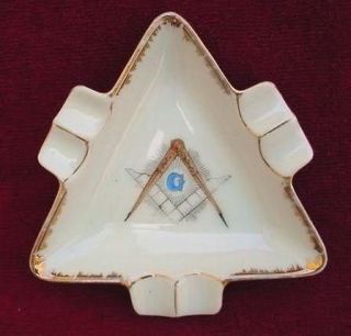Masonic Hand Painted Ashtray with 1946 1950 era Lefton China Hallmark